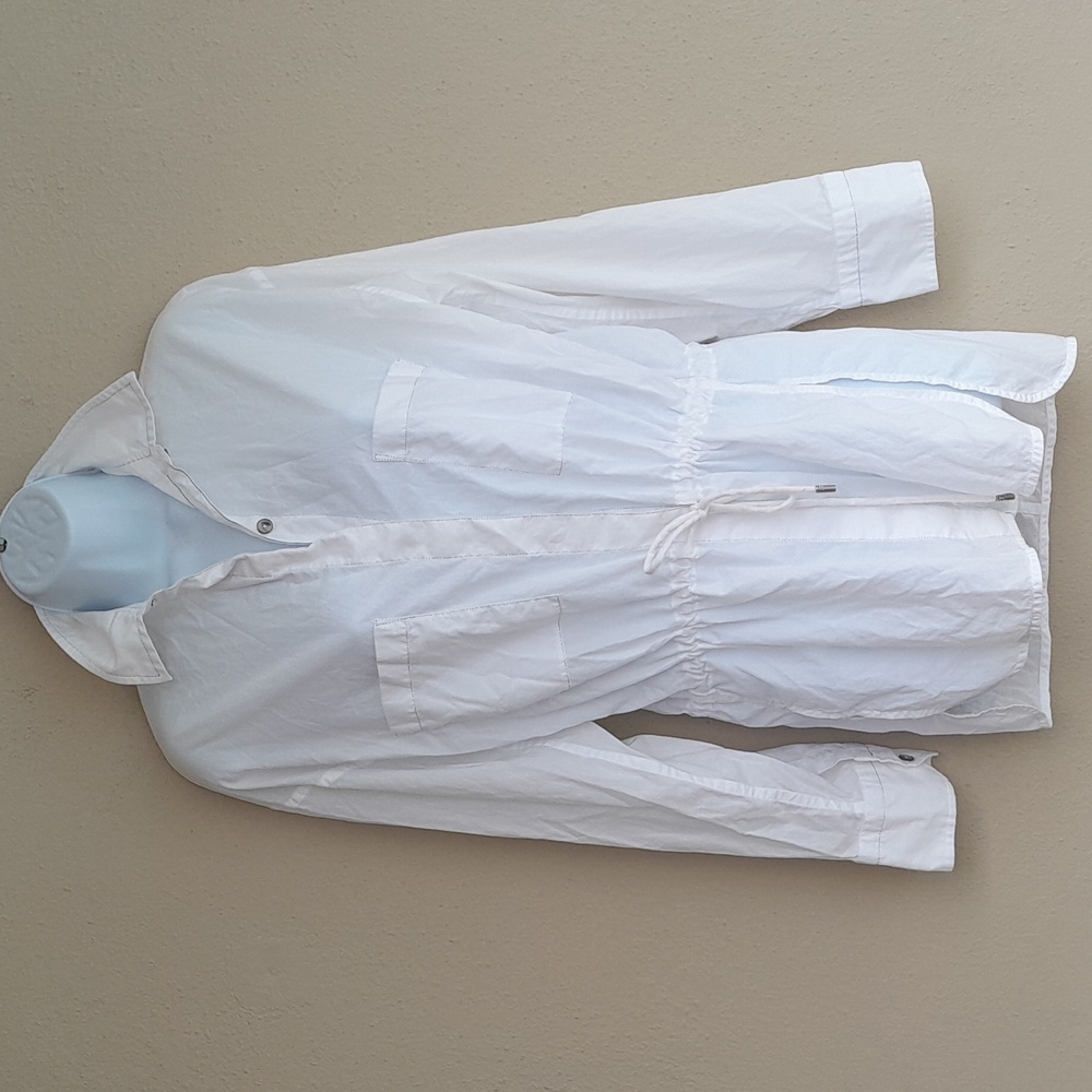 Helmut Lang White Button-Down Drawstring Waist Shirt